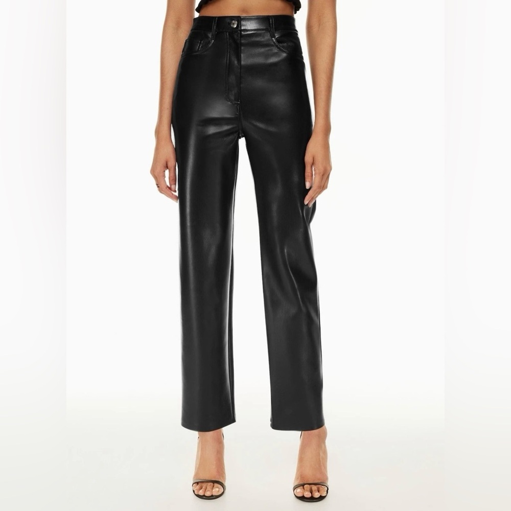 Aritzia Wilfred The Melina Full Length Vegan Faux Leather Straight Pants Black 4